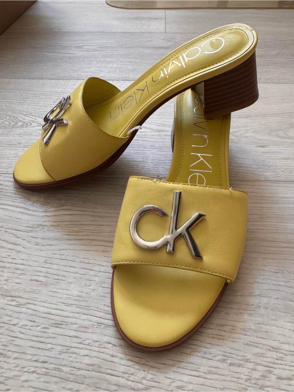 Calvin Klein Yellow Block Heel Sandals sz 6.5